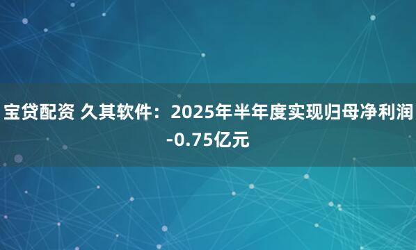宝贷配资 久其软件：2025年半年度实现归母净利润-0.75亿元