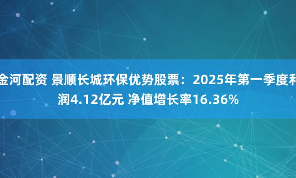 金河配资 景顺长城环保优势股票：2025年第一季度利润4.12亿元 净值增长率16.36%